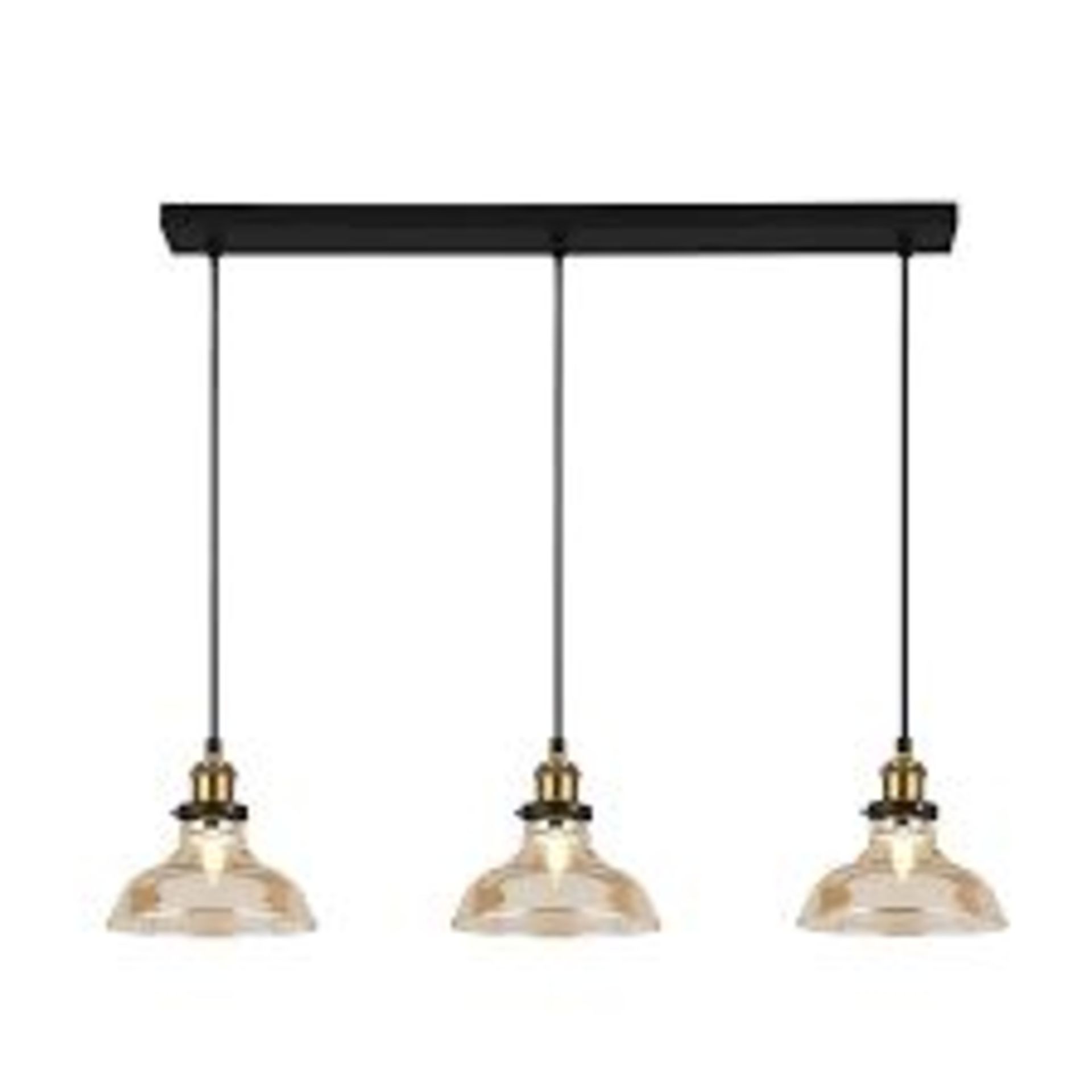 Lighting Collection Freeport Amber & Brass 3 Light Bar Pendant. - R14.10. The Frankfurt 3 light