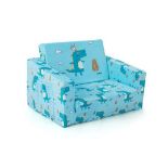 2-IN-1 TODDLER FOLD-OUT COUCH CONVERTIBLE SOFA WITH SIDE POCKETS-BLUE. - R14.1. Covered with skin-