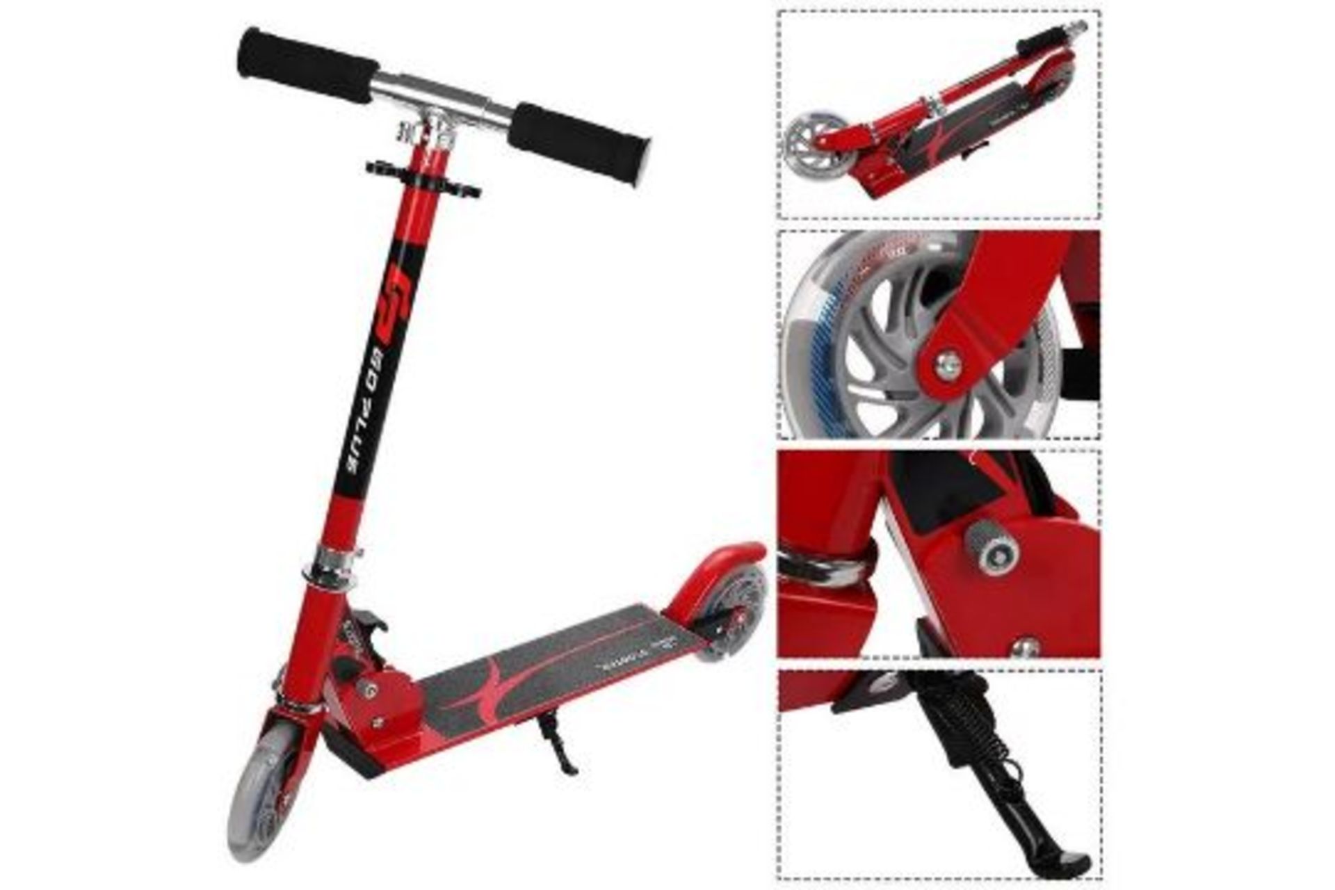 Goplus Red Folding Aluminum 2 Wheel Kids Kick Scooter Adjustable Height LED Light Up. - R14.2