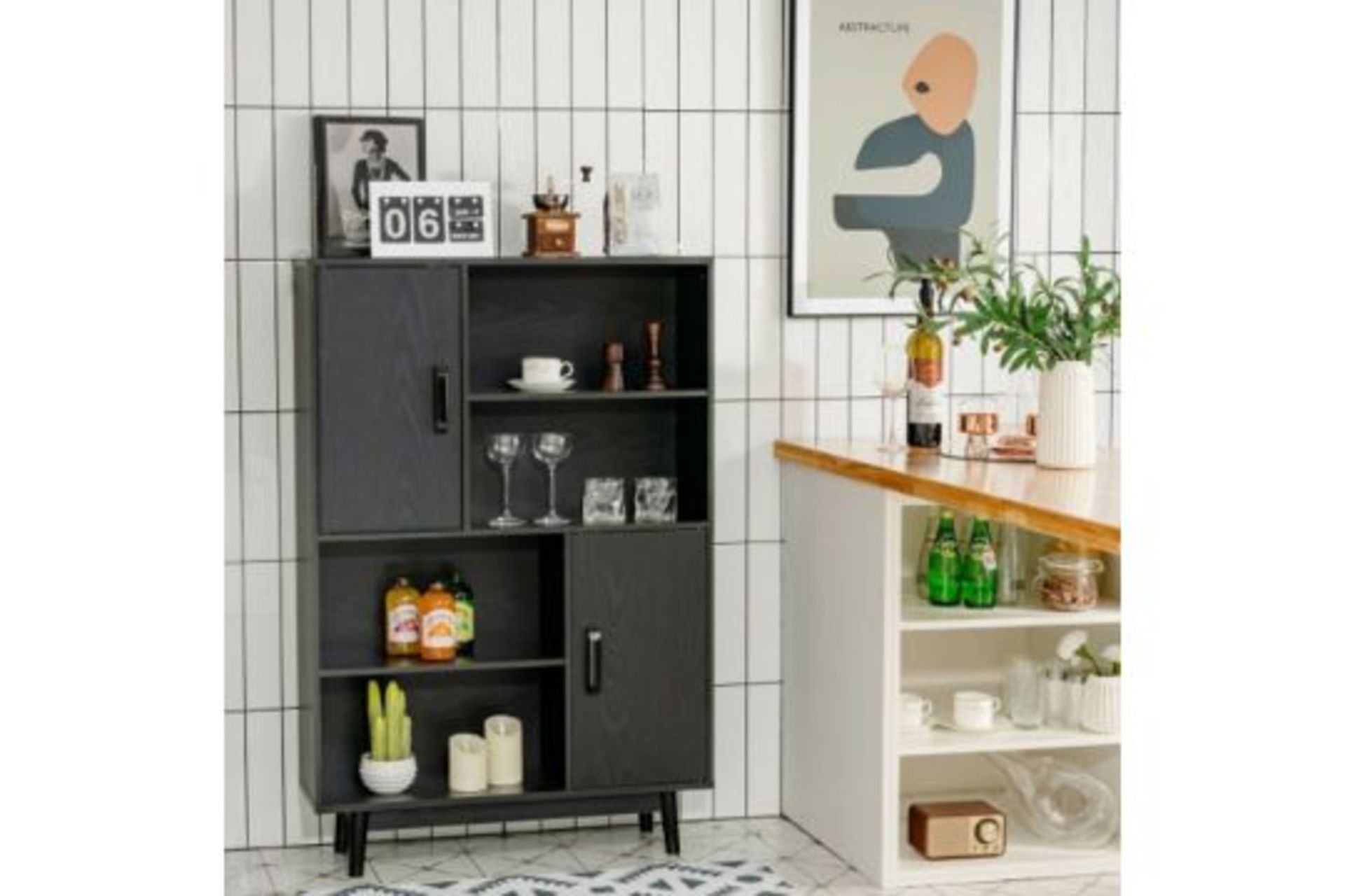Sideboard Storage Cabinet With Door Shelf. - R14.8. This 4-tier storage cabinet organizes your books