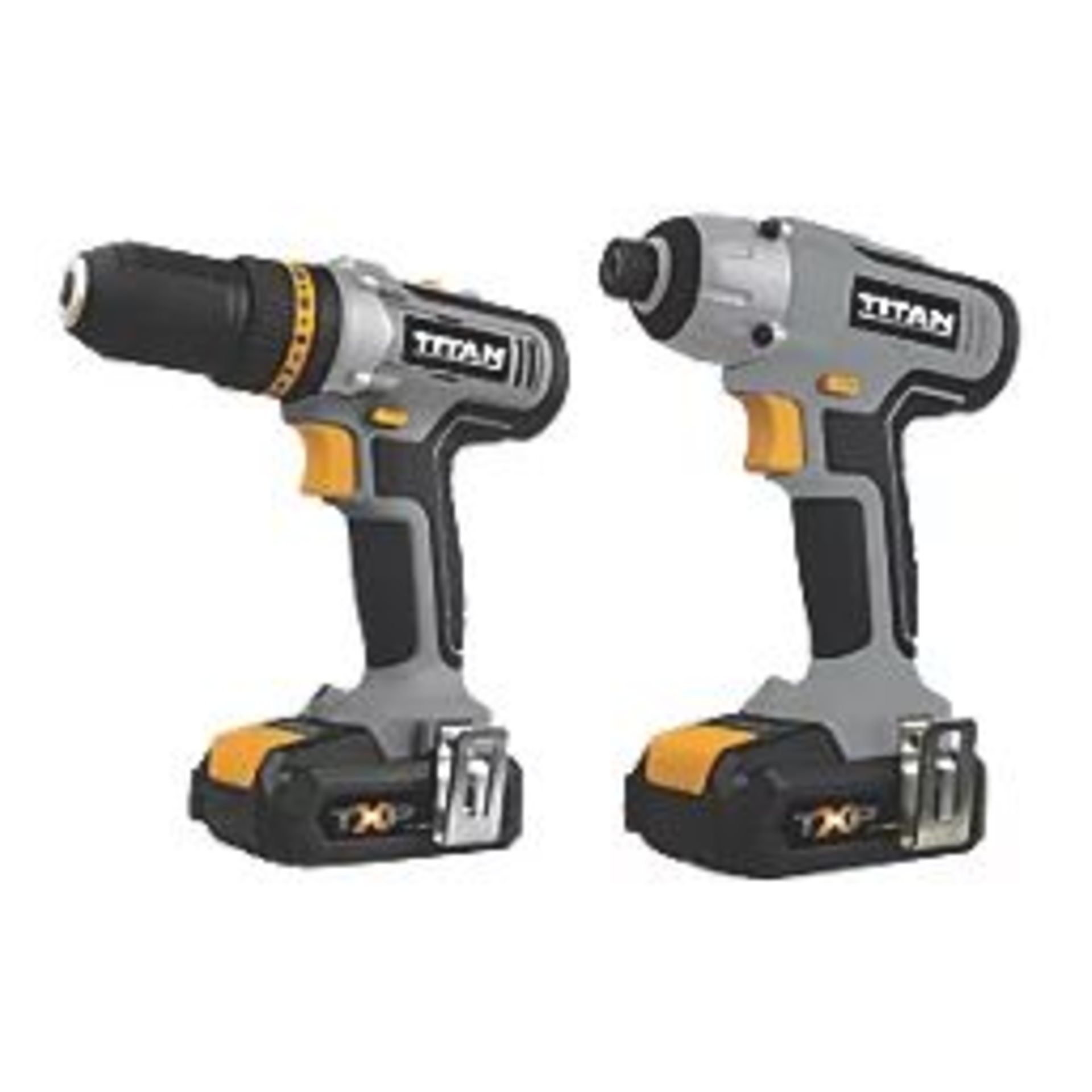 TITAN 18V 2 X 2.0AH LI-ION TXP CORDLESS TWIN PACK. - R14.12. Twin pack containing a combi drill