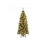 HINGED SLIM PENCIL XMAS TREE WITH 408/618 SNOWY BRANCH TIPS FOR HOME-150 CM. - R14.3