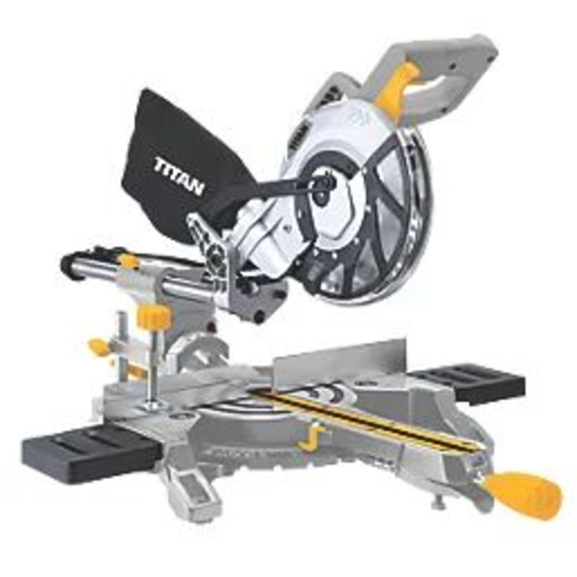 TITAN 210MM ELECTRIC SINGLE-BEVEL SLIDING MITRE SAW 240V. - R14.13. Sliding mitre saw with 48-