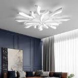 12 Lamp Unique V Shaped Petals Acrylic Shade LED Semi Flush Ceiling Light Fixture Cool White. -