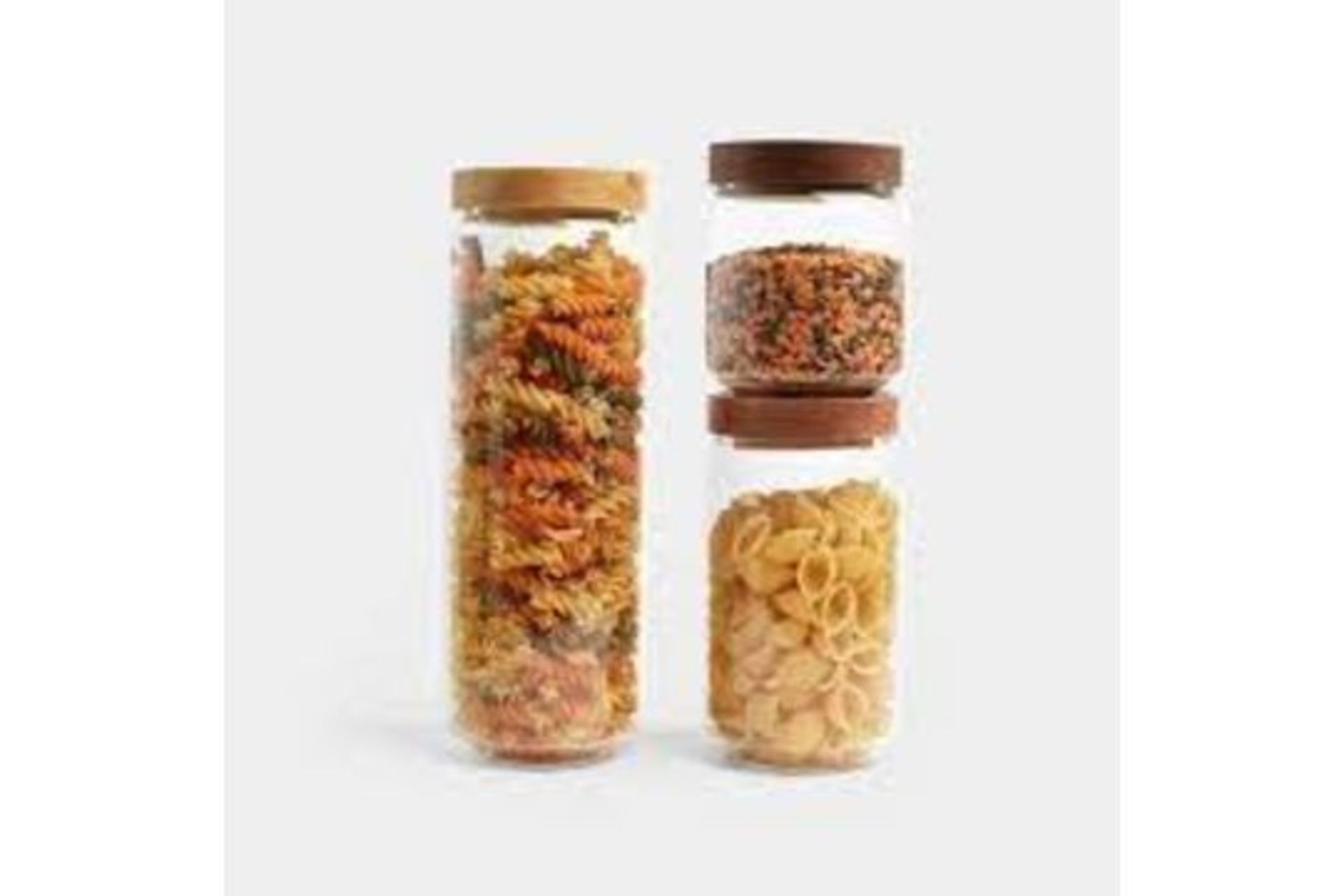 Set of 3 glass storage jars with lid, capacity 500ml - 14.10