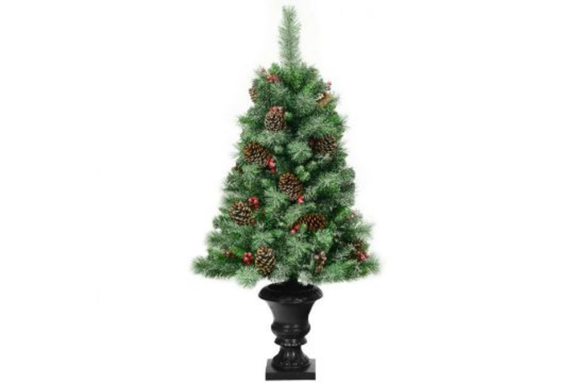 4FT Snow Flocked Artificial Christmas Tree with Red Berries. - R14.1. This 4ft tree, with snow,