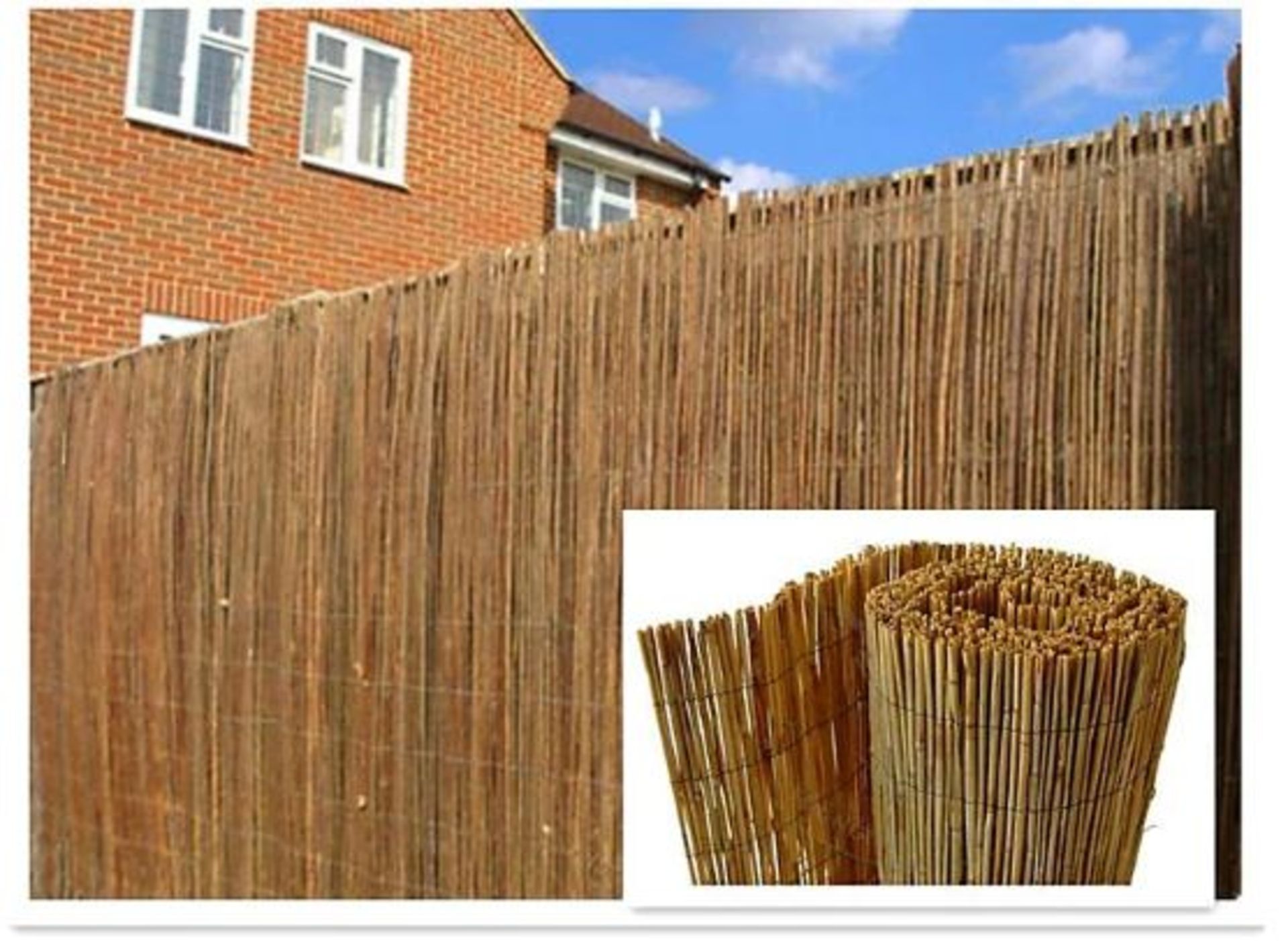 Natural Peeled Reed Screening Roll Garden Screen Fence Fencing Panel H 1.5m x W 4m. - R14.15.