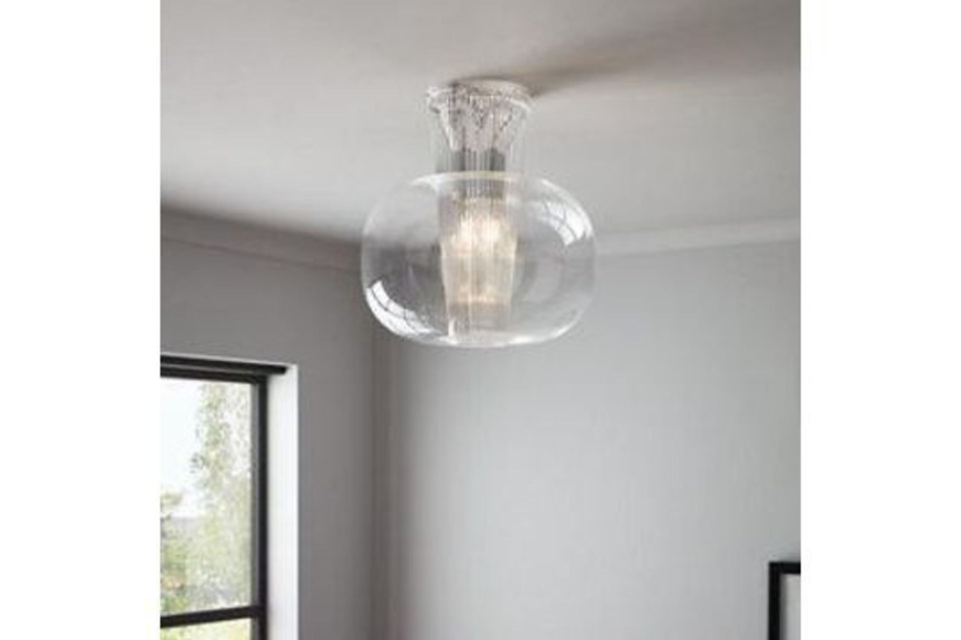 GoodHome Delmez Transparent Pendant Ceiling Light, (Dia)345mm - R14.8The Delmez flush ceiling