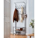 Multi Purpose Stand 18 Hooks For Clothes Shoes Hats Bags - Grey. - R14.15.