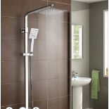 Square Exposed Twin Head Mixer Shower and Thermostatic Bar Set. - R14.15. The beautiful twin head