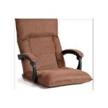 FLOOR SOFA CHAIR WITH 14-POSITION ADJUSTABLE BACKREST-BROWN. - R14.8. This multifunctional floor