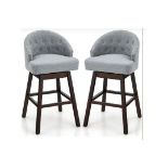 SWIVEL BAR STOOLS WITH RUBBER WOOD LEGS AND PADDED BACK-GREY. - R14.12. This bar stools feature