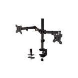 Dual Monitor Stand for 13-32" Screens, Twin Monitor Mount with Desk Clamp, Height Adjustable, Easy