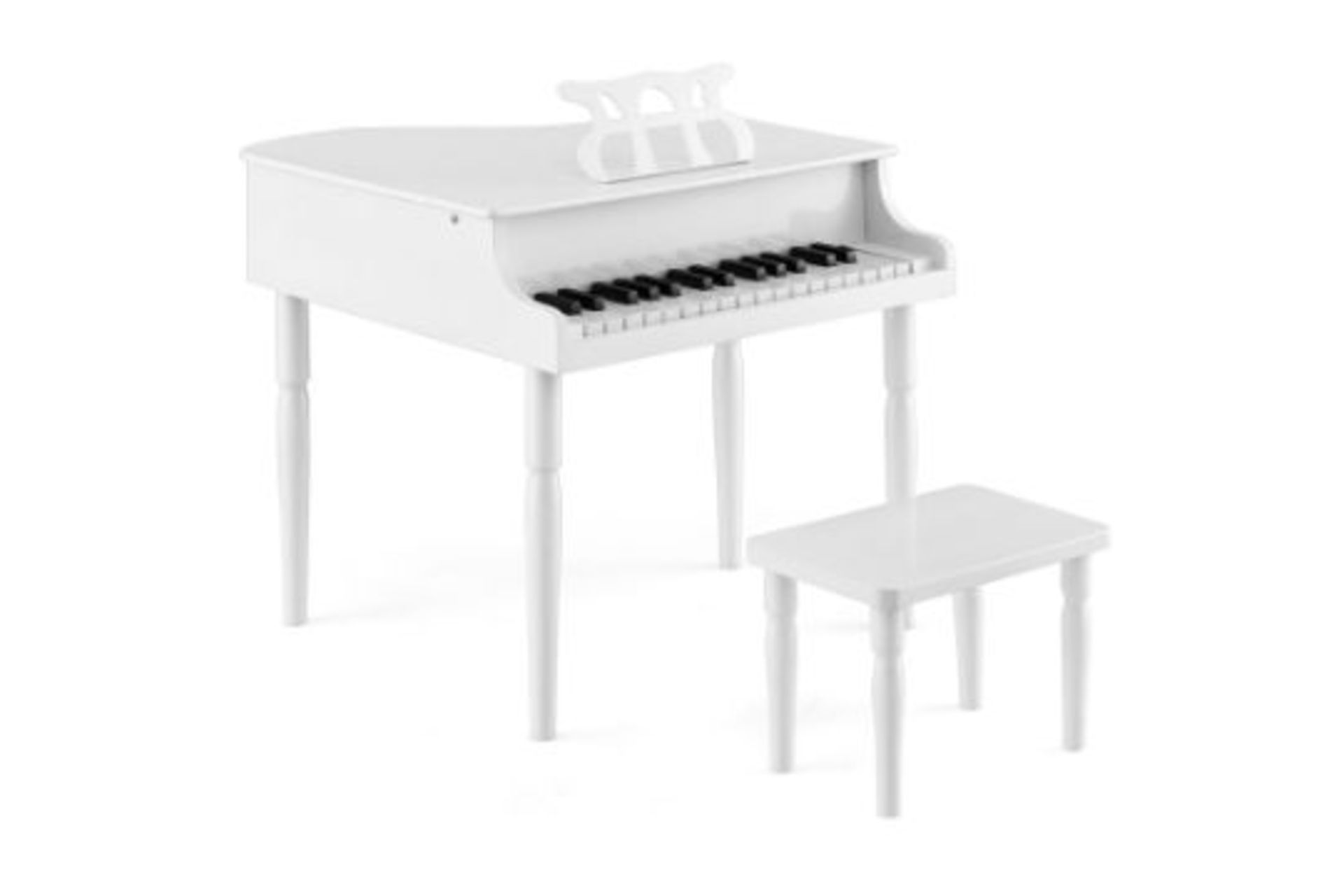 30-Key Classic Baby Grand Piano Toddler Toy Wood w/Music Rack & Bench White. - R14.3. Our children's
