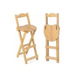 Set of 2 Folding Bar Stool Bamboo Kitchen Counter Height Stools with Backrest. - R14.9. Complete