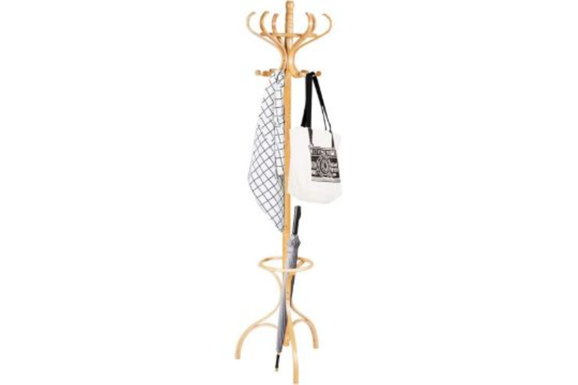 CASART. Floor Standing Hat Coat Scarf Stand Hanger with 12 Hooks, Umbrella Stand Hall Tree Rack