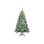 6ft Snow Flocked Hinged Pine Foldable Christmas Tree with Stand. - R14.3. Transform your living room