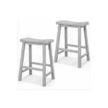 Set of 2 Bar Stools Saddle Seat Stool Counter Height Stools with Solid Wood Legs. - R14.2