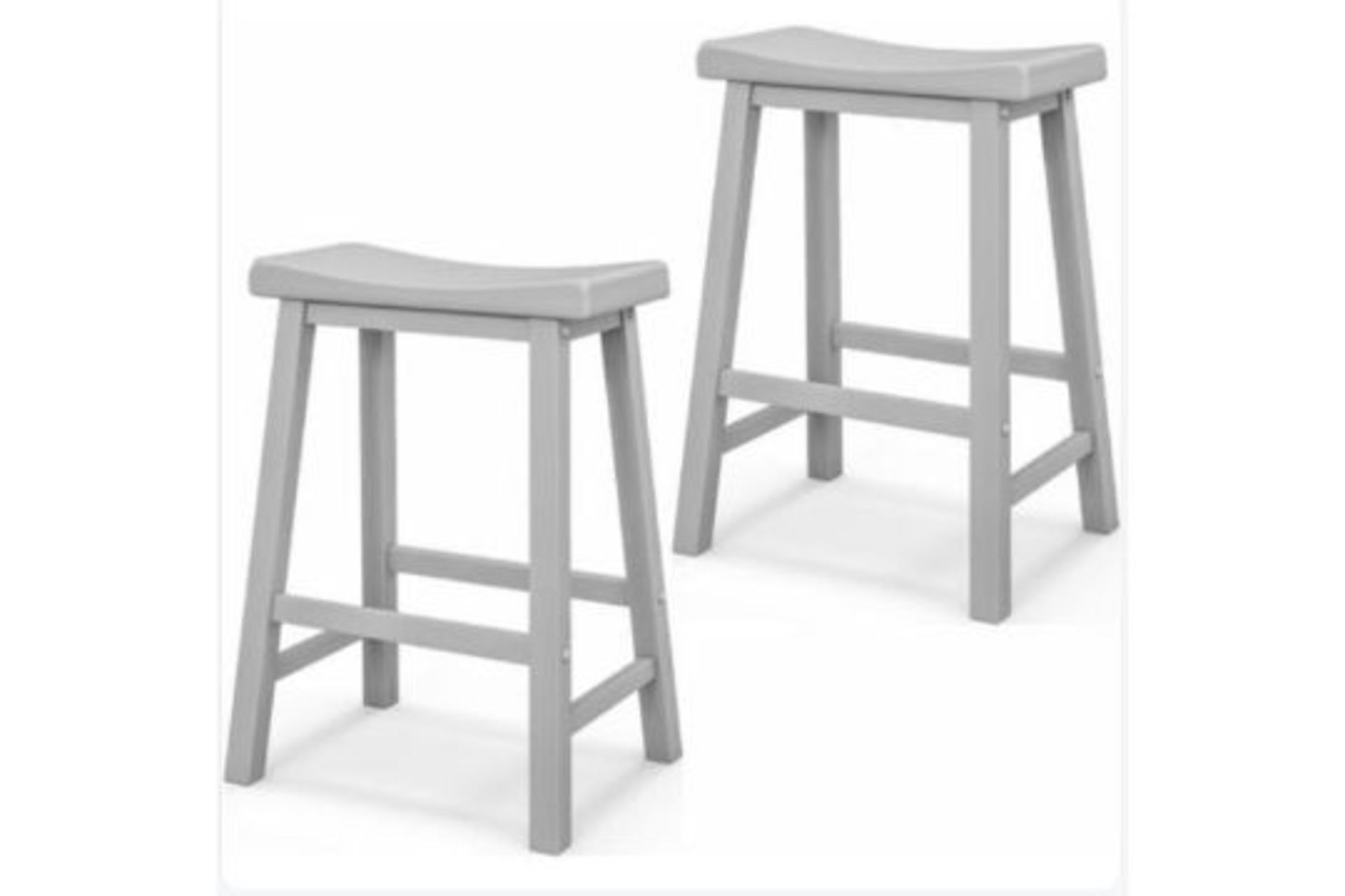 Set of 2 Bar Stools Saddle Seat Stool Counter Height Stools with Solid Wood Legs. - R14.2