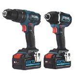 ERBAUER 18V 2 X 5.0AH LI-ION EXT BRUSHLESS CORDLESS TWIN PACK. - R14.15. win pack with combi drill