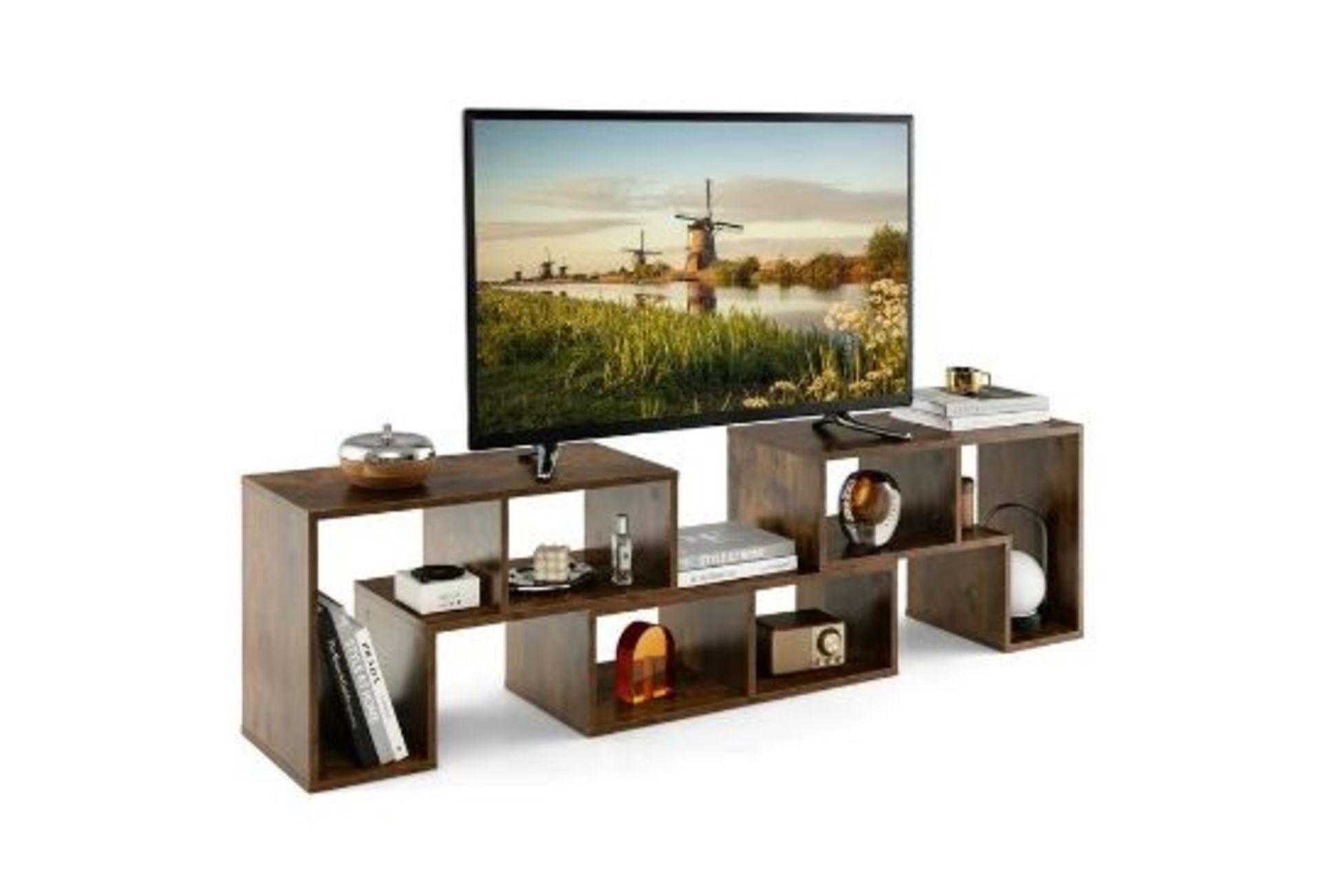 3 Pieces TV Console Stand Modern Entertainment Center Storage Bookcase Brown. - R14.2. Wanna add