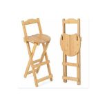 Set of 2 Folding Bar Stool Bamboo Kitchen Counter Height Stools with Backrest. - R14.2. Complete
