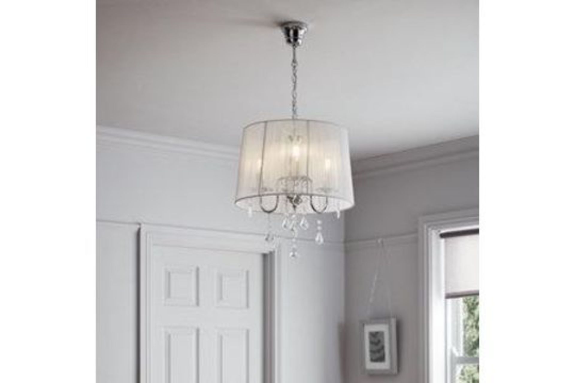 GoodHome Hovland White Chrome Effect 3 Lamp Pendant Ceiling Light, (Dia)400mm - R14.8The Hovland