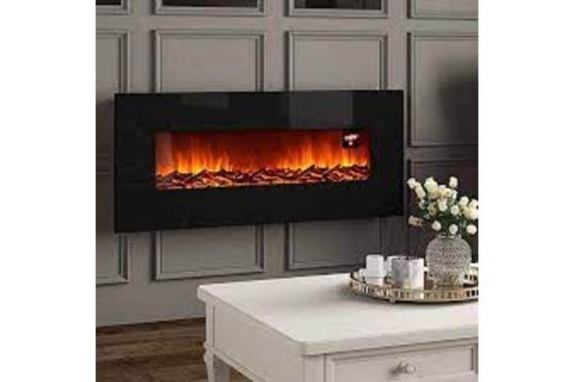 Livingandhome Black Wall Mounted Electric Fire Fireplace. - R14.8. *design may vary*