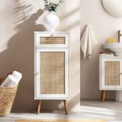 Frances Woven Rattan 1-Door Bathroom Cabinet, White. - ER20. RRP £169.99. Our Frances Woven Rattan