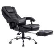 Luxury Extra Padded High Back Recline Faux Leather Relaxing Executive Chair With Footrest, MR34