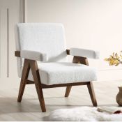 Chinnor White Boucle Accent Chair. - ER30. RRP £279.99. Well-cushioned in seat, back and arm and