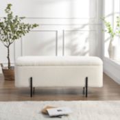 Jed Ecru Boucle 120cm Large Storage Ottoman Bench. - ER30. RRP £199.99. Upholstered in cosy teddy