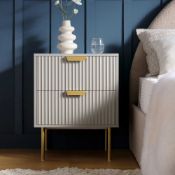 Richmond Ridged 2 Drawer Bedside Table, Matte Taupe. - ER30. RRP £199.99. Our Richmond bedside