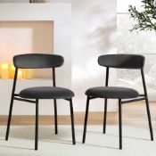 Donna Set of 2 Charcoal Velvet Dining Chairs. - ER20. RRP £199.99. With slightly curved back and