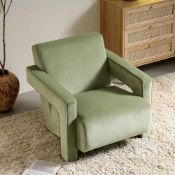 Brompton Sculptural Armchair, Lichen Velvet. ER30. RRP £319.99. The deep, slightly sloped seat and