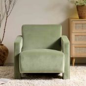 Brompton Sculptural Armchair, Lichen Velvet. ER30. RRP £319.99. The deep, slightly sloped seat and