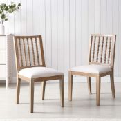 Hemingford Set of 2 Beige Fabric Bobbin Spindle Dining Chair. - ER20. RRP £319.99. Inspired by the