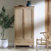 Frances Rattan Double Wardrobe with 1 Drawer, Natural. - ER30. RRP £469.99. Crafted from natural