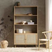 Frances Woven Rattan Tall Bookcase with Doors, Natural. - ER30. RRP £309.99. The perfect