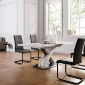 BASEL High Gloss White Extendable Dining Table 6 to 8-Seater with Stainless Steel Base. - ER20.