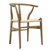 Hansel Wooden Natural Weave Wishbone Dining Chair, Light Walnut Colour Frame. - ER20. RRP £199.99.