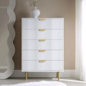 Richmond Ridged Chest of 5 Drawers, Matte White. - ER30. RRP £359.99. If you're looking to add a