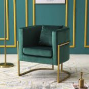 Gracie Accent Chair in Green Velvet. - ER20. RRP £259.99. Our GRACIE armchair features combination