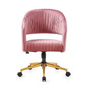 Perce Velvet Swivel Desk Chair Pink. - ER20. RRP £219.99. Upholstered with opulent Pink velvet