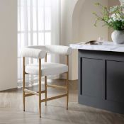 Fulbourn White Boucle Counter Stool with Natural Wood Effect Legs. - ER20. RRP £219.99. A cheerful