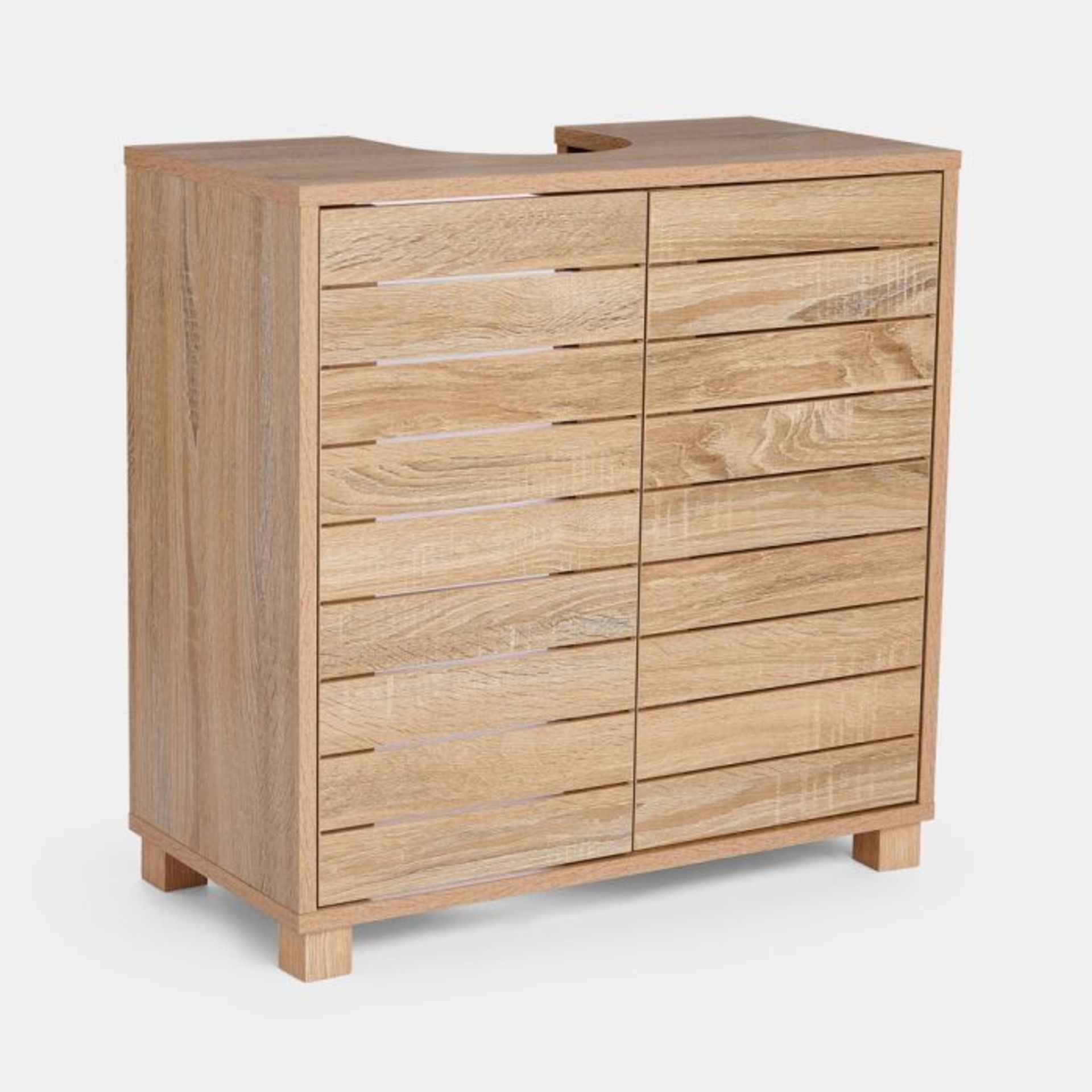 Chester Under Sink Basin Unit. - ER34. The under sink cabinet features a modern slatted design,