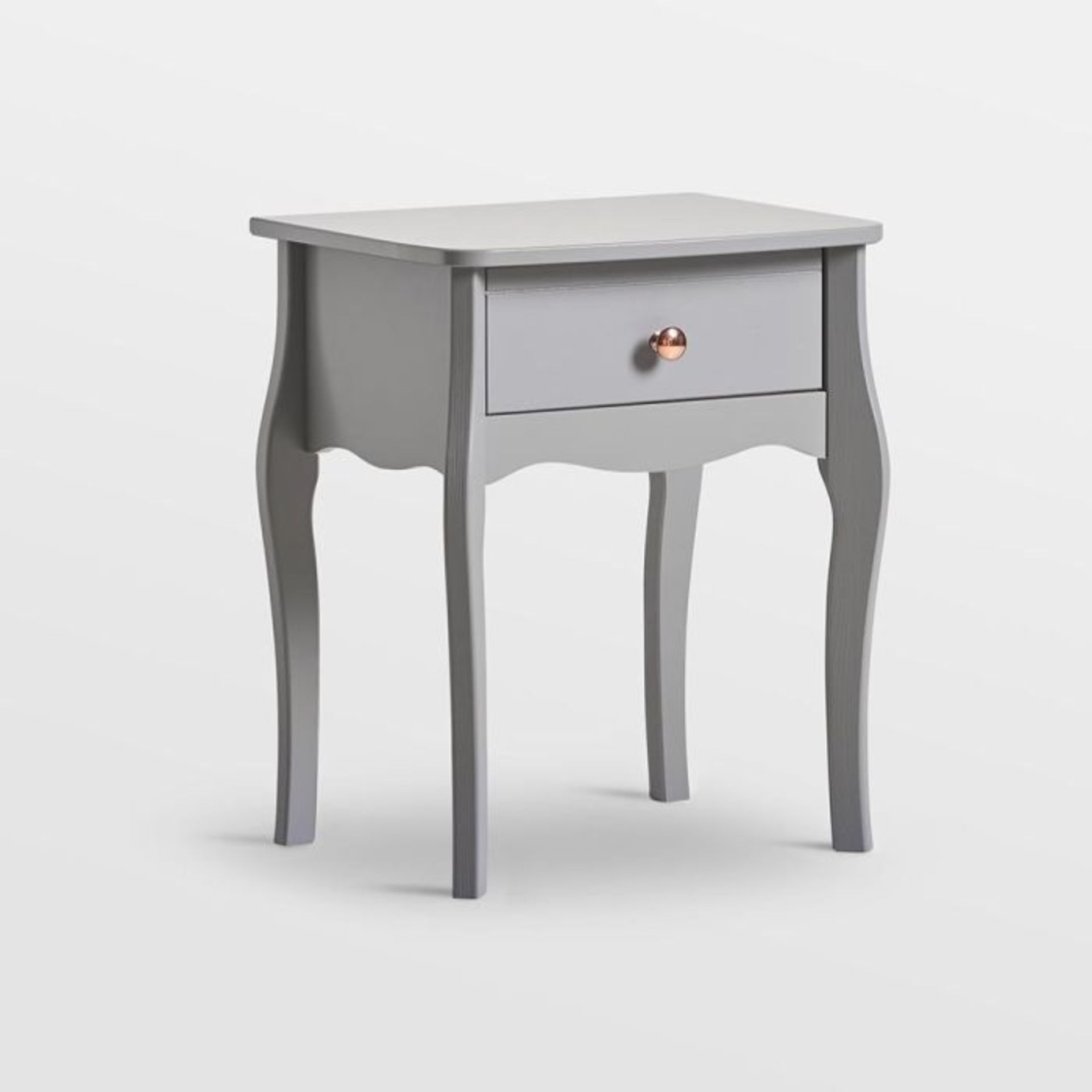 Grace Grey Bedside Table. - ER34. This elegant bedside table deftly incorporates vintage European-