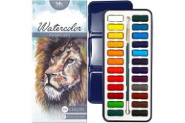 20 X BRAND NEW MOZART 24 COLOURS WATERCOLOUR PAINT SET WITH BRUSH R9B2/12.9