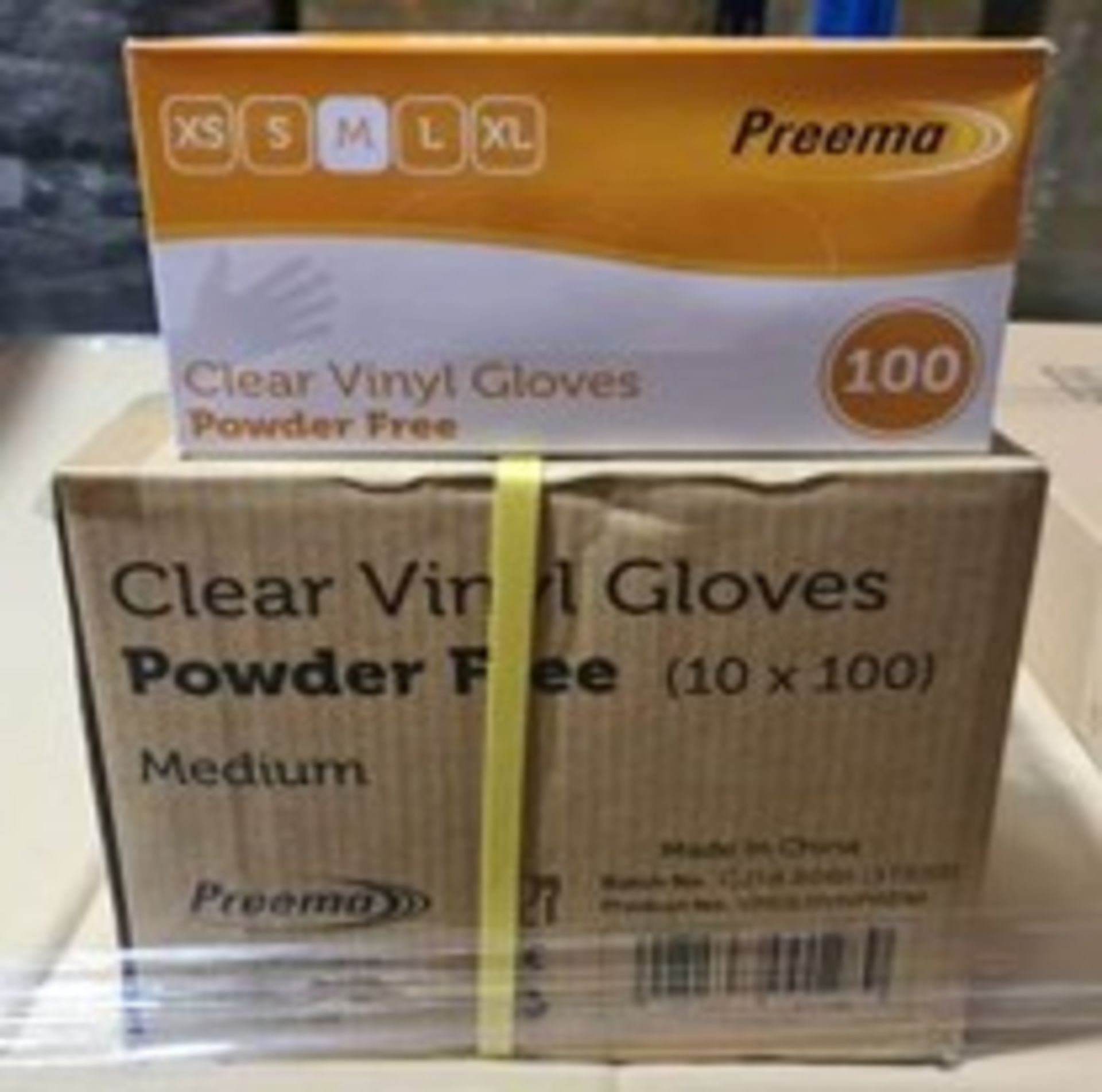 110 X BRAND NEW PACKS OF 100 PREEMA MEDIUM VINYL CLEAR GLOVES (powder free)