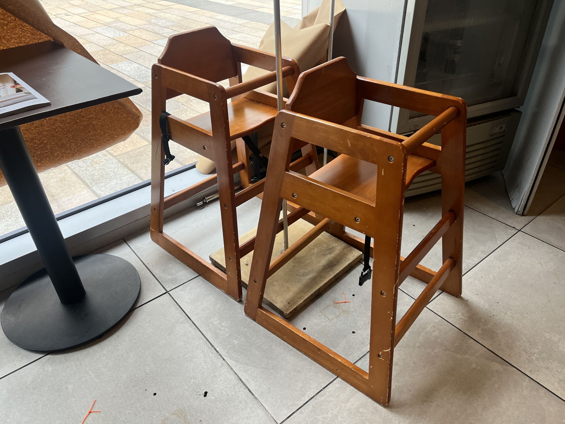 2x WOODEN HIGH CHAIRS